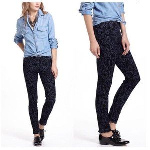 J Brand For Neiman Marcus Velvet Brocade Black Fleur Pants